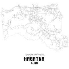 Hagatna Guam. US street map with black and white lines.