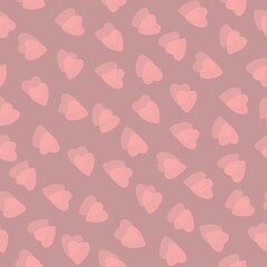 Simple pink hearts seamless pattern chaotic rosy brown background made of tiny heart silhouettes of overlapping layering effect.For Valentines,mothers day,Easter,wedding,gift wrapping paper,textiles