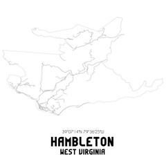 Obraz premium Hambleton West Virginia. US street map with black and white lines.