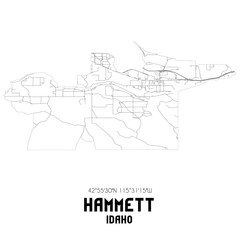 Hammett Idaho. US street map with black and white lines.