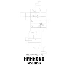 Hammond Wisconsin. US street map with black and white lines.