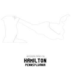 Hamilton Pennsylvania. US street map with black and white lines.