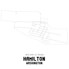 Hamilton Washington. US street map with black and white lines.