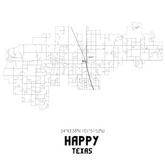 Happy Texas. US street map with black and white lines.