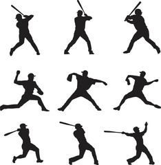 silhouette of a people plying baseball