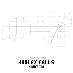 Hanley Falls Minnesota. US street map with black and white lines.