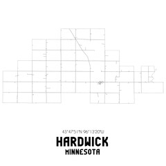 Hardwick Minnesota. US street map with black and white lines.