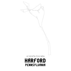 Harford Pennsylvania. US street map with black and white lines.