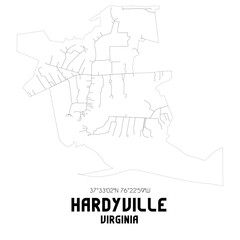 Hardyville Virginia. US street map with black and white lines.