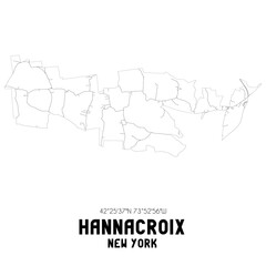Hannacroix New York. US street map with black and white lines.