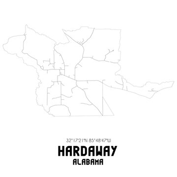 Hardaway Alabama. US street map with black and white lines.