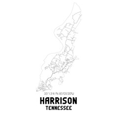 Fototapeta na wymiar Harrison Tennessee. US street map with black and white lines.