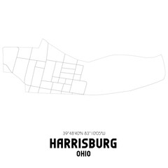 Harrisburg Ohio. US street map with black and white lines.