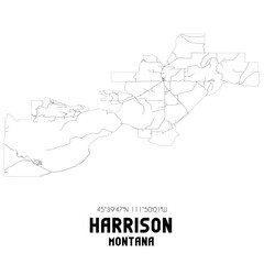 Harrison Montana. US street map with black and white lines.