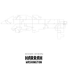 Harrah Washington. US street map with black and white lines.