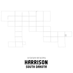Harrison South Dakota. US street map with black and white lines.