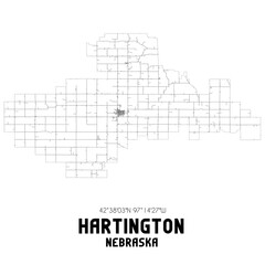 Hartington Nebraska. US street map with black and white lines.