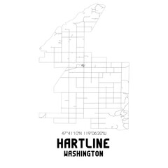Hartline Washington. US street map with black and white lines.