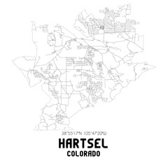 Hartsel Colorado. US street map with black and white lines.