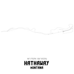 Hathaway Montana. US street map with black and white lines.