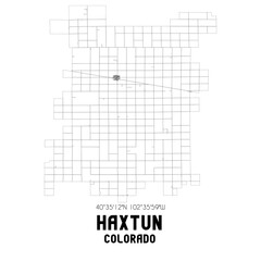 Haxtun Colorado. US street map with black and white lines.