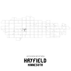 Hayfield Minnesota. US street map with black and white lines.