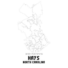 Hays North Carolina. US street map with black and white lines. © Rezona