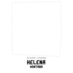 Helena Montana. US street map with black and white lines.