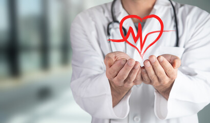 Doctor holding an illustrated heart