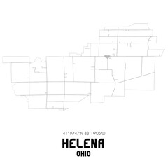 Helena Ohio. US street map with black and white lines.