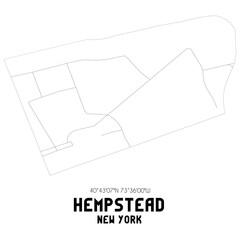 Hempstead New York. US street map with black and white lines.