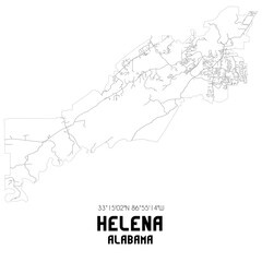 Helena Alabama. US street map with black and white lines.