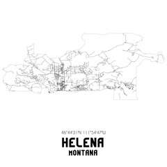 Helena Montana. US street map with black and white lines.