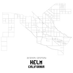 Helm California. US street map with black and white lines.