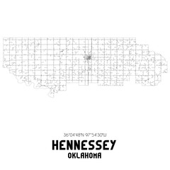 Naklejka premium Hennessey Oklahoma. US street map with black and white lines.