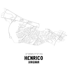Obraz premium Henrico Virginia. US street map with black and white lines.