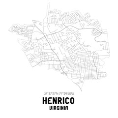 Fototapeta na wymiar Henrico Virginia. US street map with black and white lines.