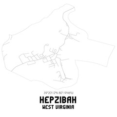 Hepzibah West Virginia. US street map with black and white lines.