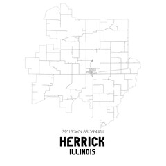 Herrick Illinois. US street map with black and white lines.