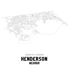 Henderson Nevada. US street map with black and white lines.