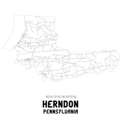 Herndon Pennsylvania. US street map with black and white lines.