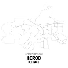 Herod Illinois. US street map with black and white lines.