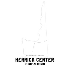Herrick Center Pennsylvania. US street map with black and white lines.