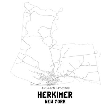 Herkimer New York. US street map with black and white lines.