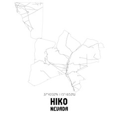 Hiko Nevada. US street map with black and white lines.