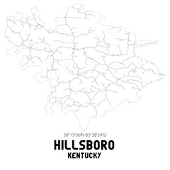 Hillsboro Kentucky. US street map with black and white lines.