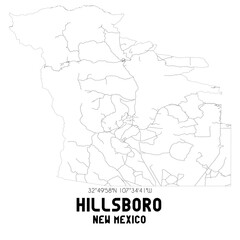 Hillsboro New Mexico. US street map with black and white lines.