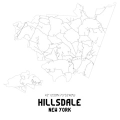 Hillsdale New York. US street map with black and white lines.