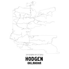Hodgen Oklahoma. US street map with black and white lines.