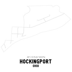 Hockingport Ohio. US street map with black and white lines.